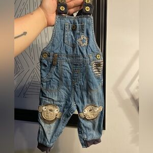 Next Blue Overalls with Star and Monkey Details